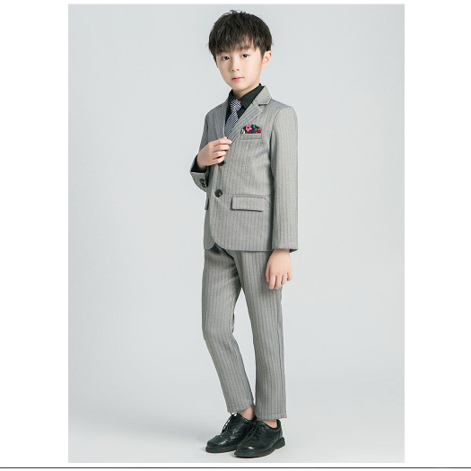 Bộ ghile vest bé trai ghi xám TQB033 gồm 3 chi tiết (áo ghile + áo vest + quần tây) tặng kèm cavat dành cho bé từ 5 6 7 8 9 10 tuổi