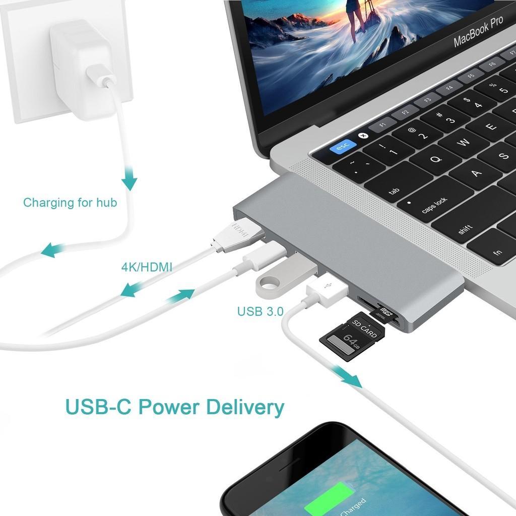 Hub Batianda USB C nối Type C và HDMI USB 3.0 SD/TF cho máy tính táo Pro