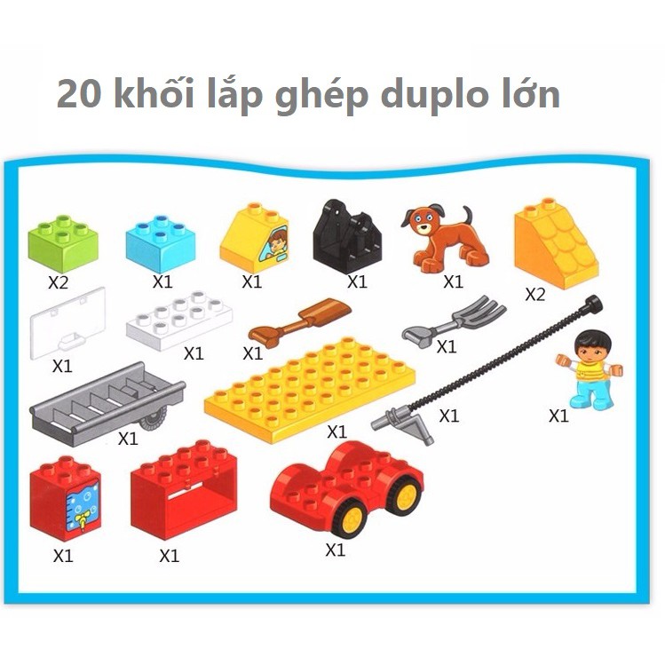 Bộ đồ chơi lắp ghép xếp hình Smoneo Duplo - 20 mảnh ghép Toyshouse - 77002
