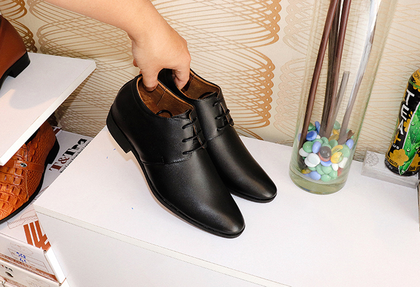 GIÀY TĂNG CHIỀU CAO GIÀY CAO DÀNH CHO NAM GIỚI T&TRA T07 ĐEN TRƠN - CAO 6CM GIÀY ĐỘN NAM CAO VƯỢT TRỘI