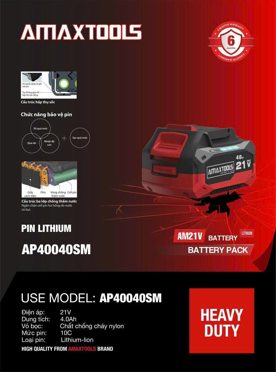 PIN 21V 4AH AP40040SM AMAXTOOLS  - HÀNG CHÍNH HÃNG