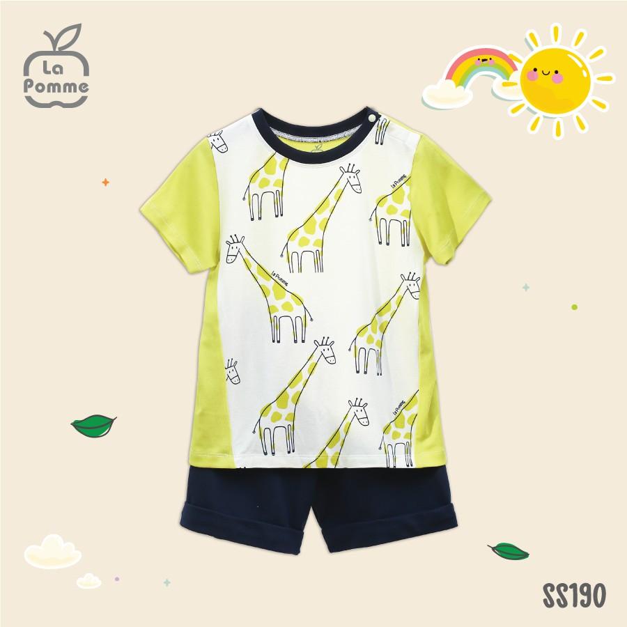 SS190 La pomme Bộ quần áo cộc bé trai La pomme phối màu hươu cao cổ