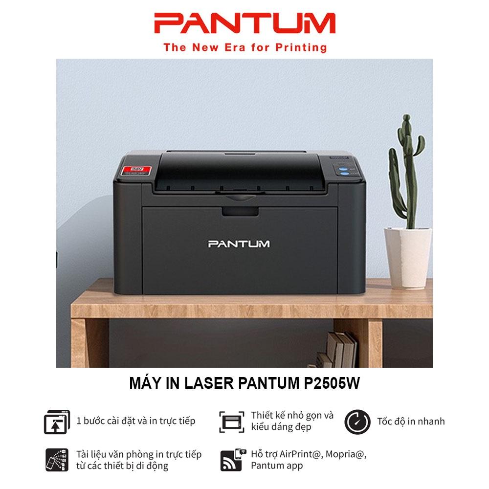 Máy in Laser đơn chức năng PANTUM P2505W, in qua Wifi, đen trắng, tốc độ cao, khổ giấy A4 (Hàng chính hãng)