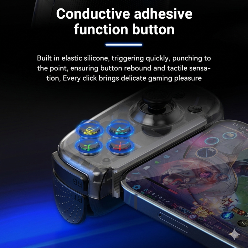 Gamepad Tay Game Không dây Bluetooth D6 mini hall joystick đa nền tảng cho máy tính - điện thoại - máy game Console hàng nhập khẩu