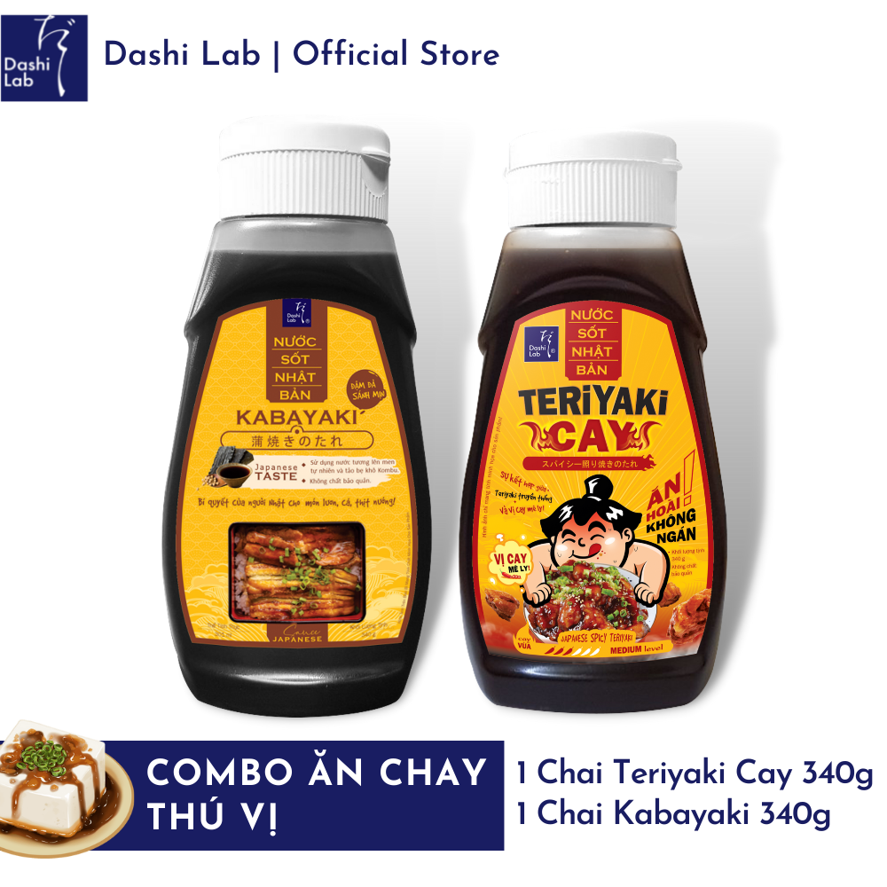 Combo Ăn chay thú vị (1 chai Kabayaki 340g, 1 chai Teriyaki Cay 340g) - Dashi Lab