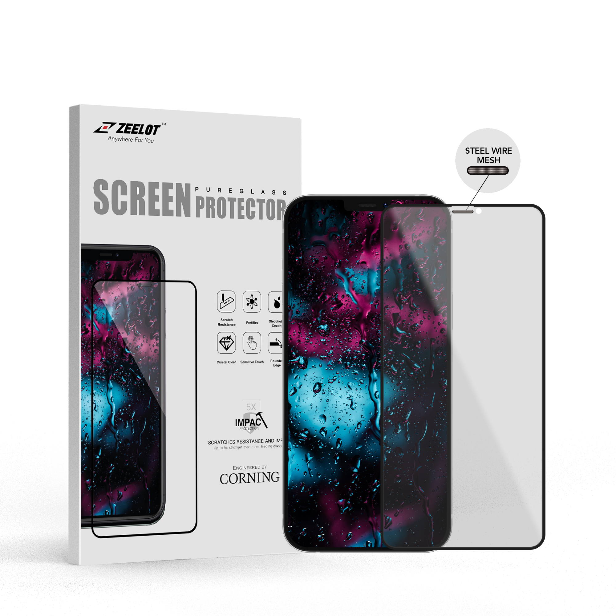 Miếng Dán Cường Lực ZEELOT Chống Nhìn Trộm cho iPhone 12 Promax/ 12 Pro/ 12/ 12 Mini_ Hàng Chính Hãng