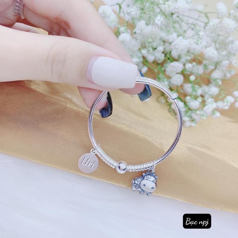 Lắc Tay cho bé, Vòng tay gắn con giáp kèm họa tiết ️ XINH XẮN ️Miễn Phí khắc - Bạc Npj