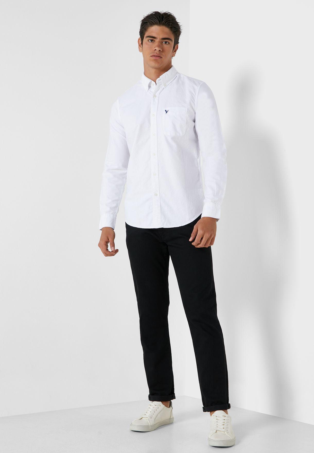 Áo Sơ Mi Nam AE Logo Slim Fit Oxford Shirt Button Down - Size L