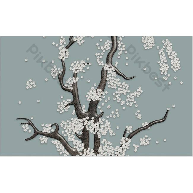 Tranh dán tường Tường hoa phong cách hiện đại, tranh dán tường 3d hiện đại MS674602