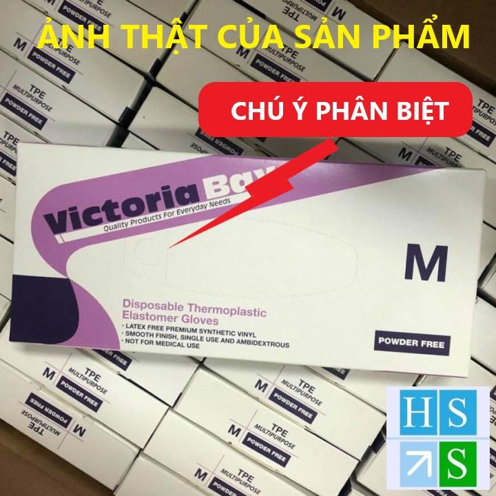 Hộp 100 Găng tay cao su VictoriaBay làm bếp vệ sinh siêu dai chất liệu TPE không mùi