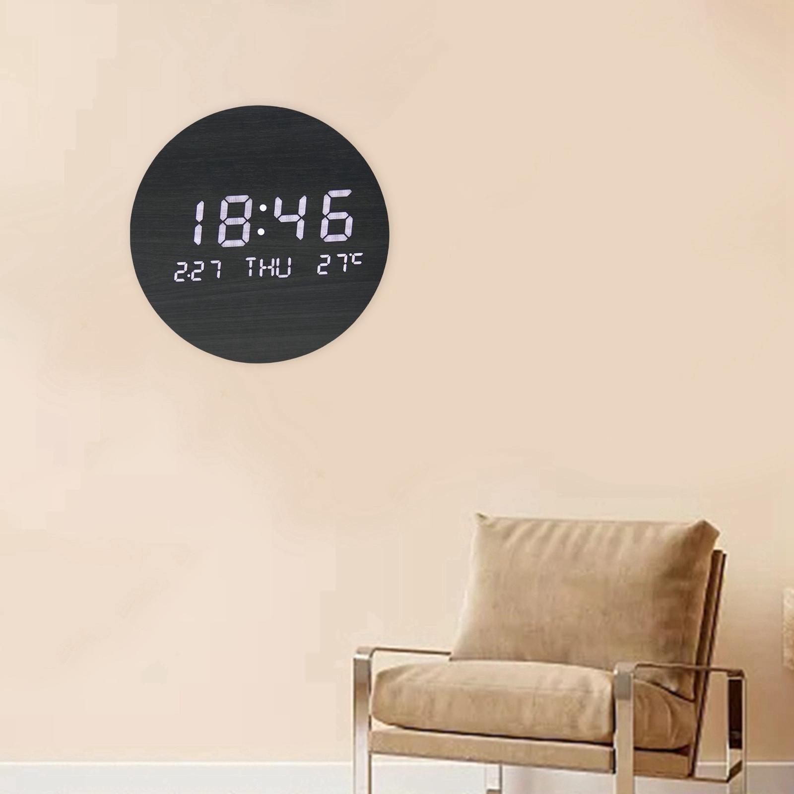 Temperature large display non ticking clock desk Black