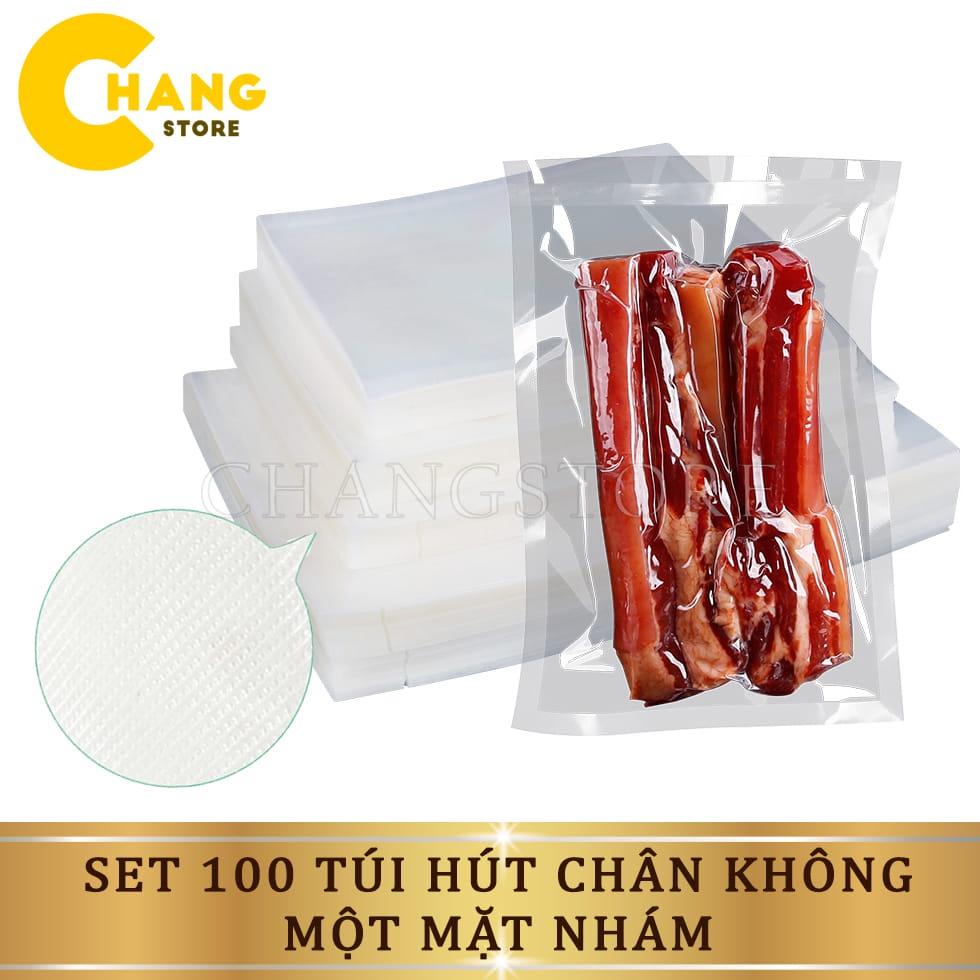 Set 100 Túi Hút Chân Không Một Mặt Nhám, Túi Ép Chân Không Kích Thước 17cmx25cm Cao Cấp