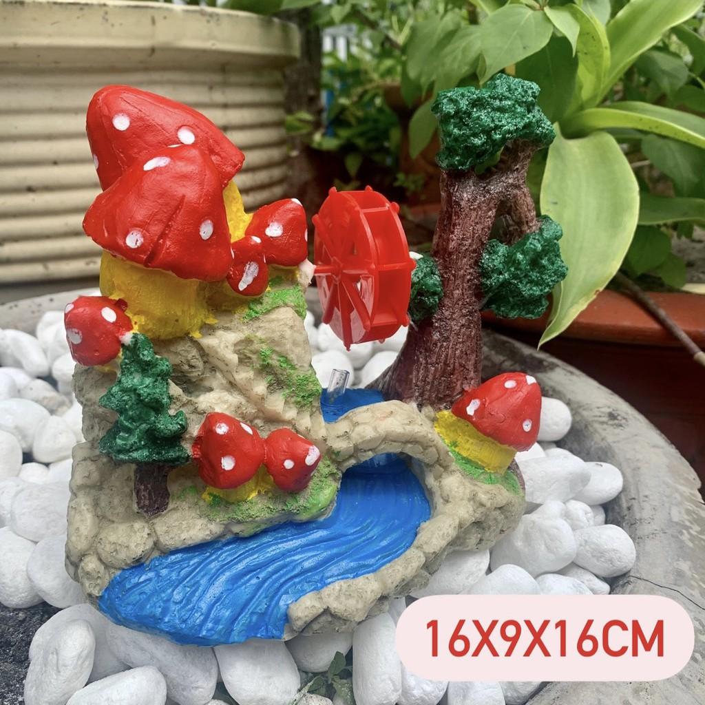Vườn Nấm Đỏ Sủi Ox i Có Bánh Xoay Trang Trí Hòn Non Bộ, Hồ Cá, Sân Vườn..