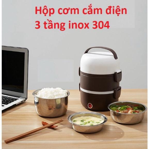 Hộp Cơm Giữ Nhiệt 3 Tầng Hâm Nóng Thức Ăn Cắm Điện Bằng Inox Star Hot Lunch Box