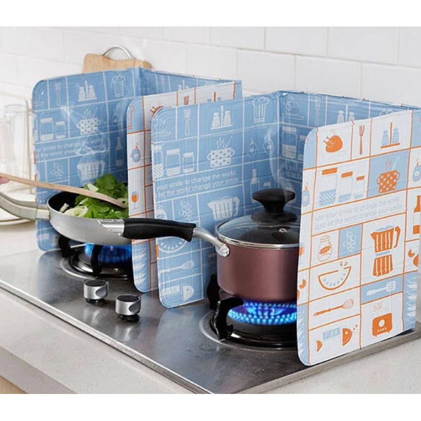 Miếng chắn dầu mỡ chiên xào có hình họa tiết - tấm che bếp gas mini tiện dụng hoa văn