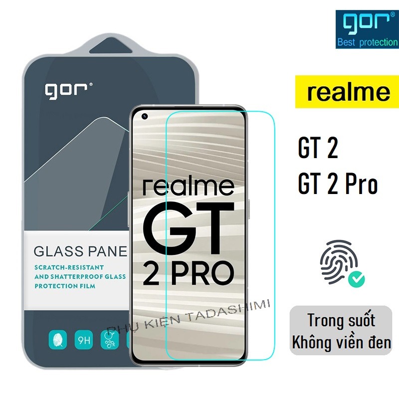 Bộ 2 Kính Cường Lực Gor cho Realme GT 2/ Realme GT 2 ProTrong Suốt, Không Viền Đen 9H Vát 2.5D - Hàng nhập khẩu
