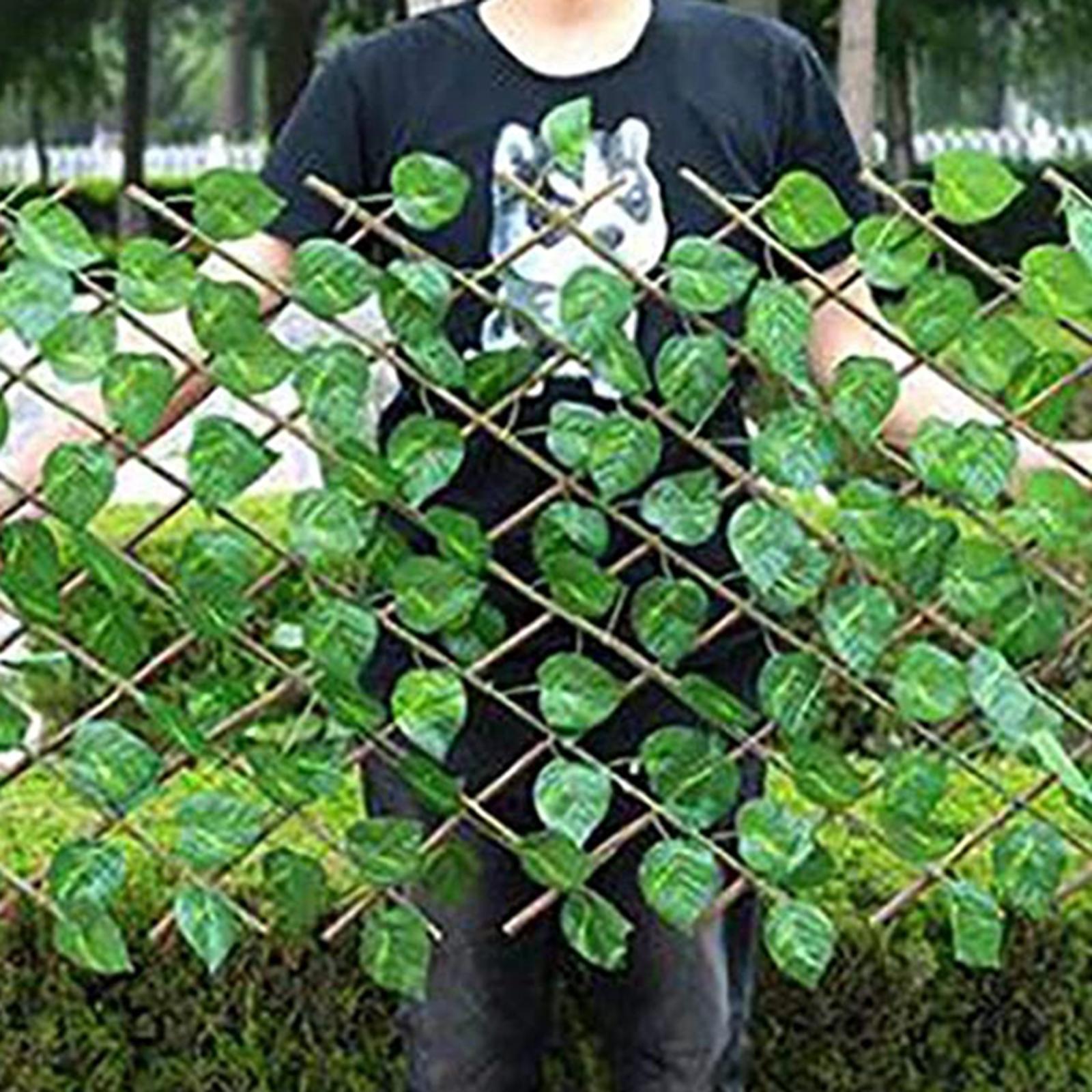 Retractable Garden Fence Privacy Screen Outdoor Evergreen Leaves