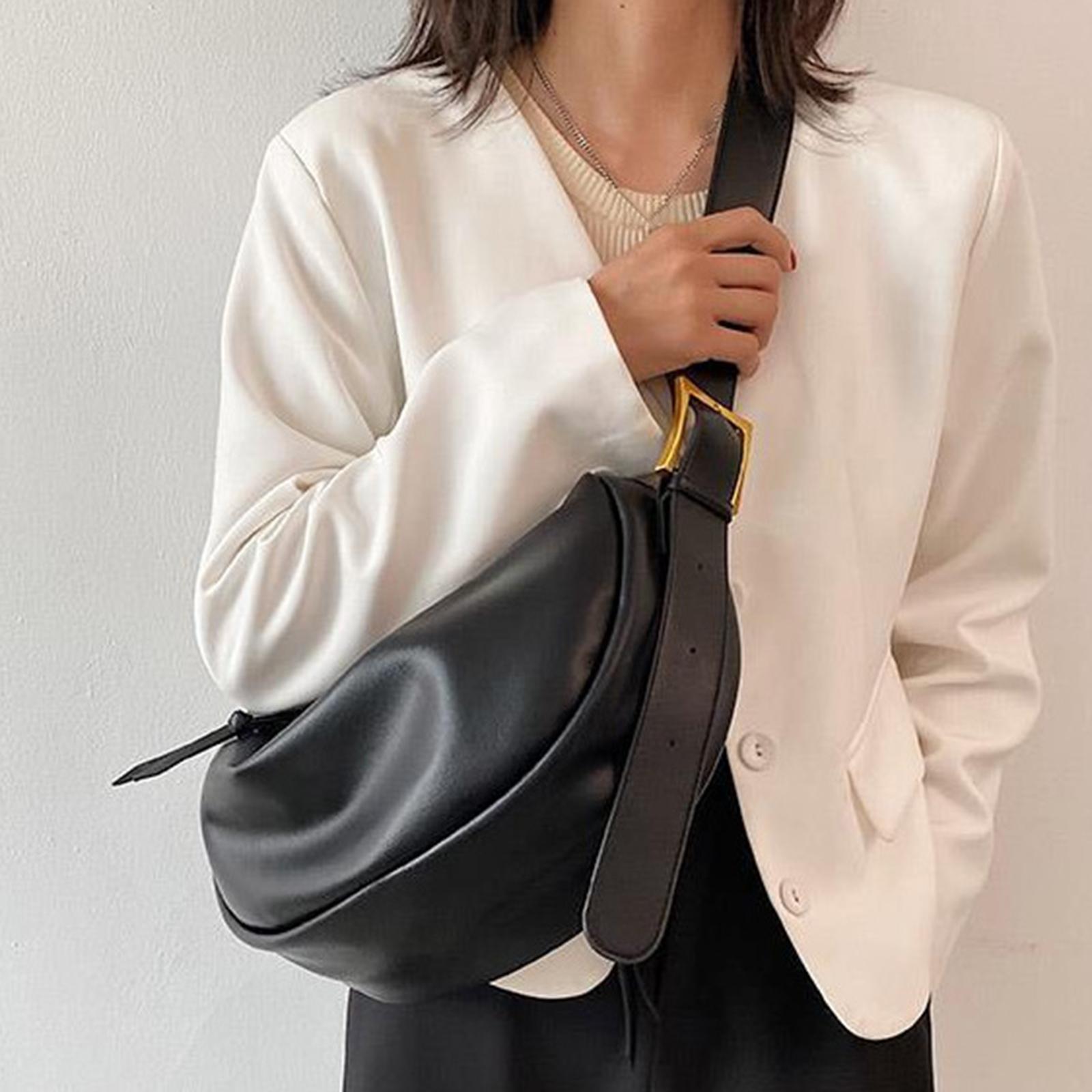 Casual Dumpling Bun Tote Lady Purse Adjustable Strap Women Girls PU Leather Shoulder Bag
