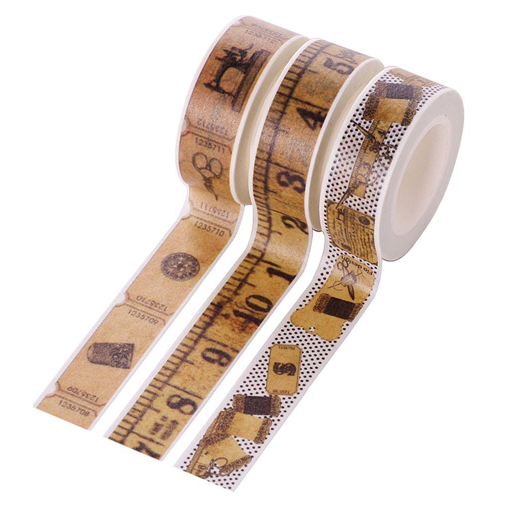 3 Rolls Retro Style Paper Masking Washi Tapes DIY