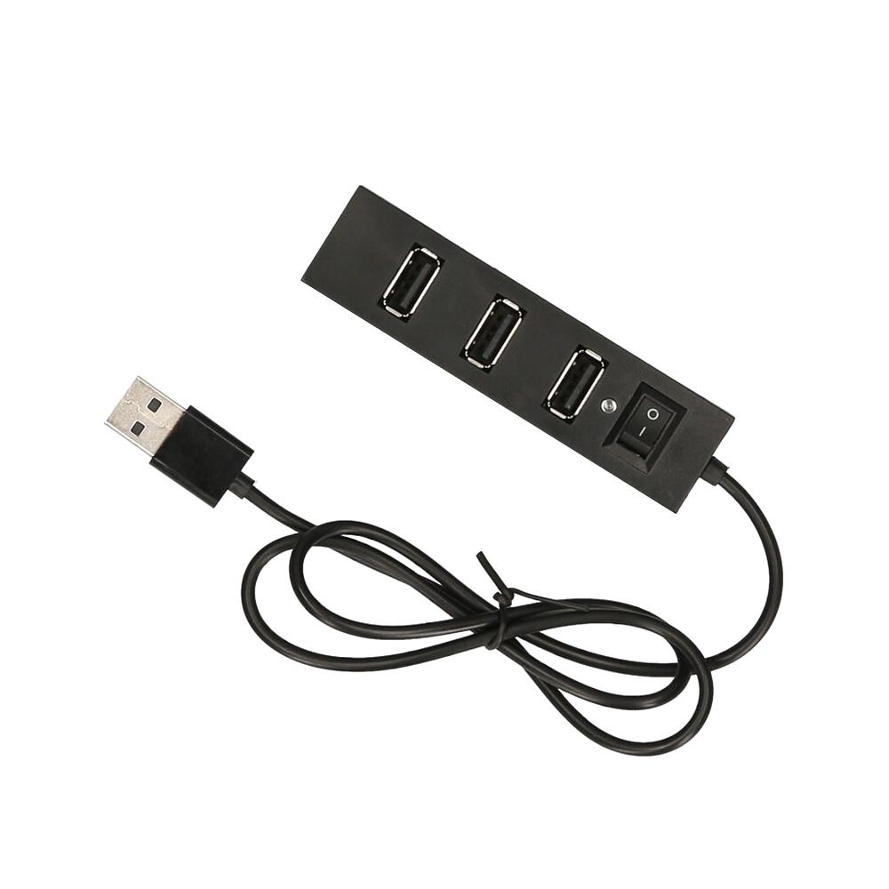 4-port USB2.0 Hub USB2.0 Converter Support USB Fan Mouse Keyboard Mobile Hard Disk U Disk USB Lamp for PC Laptop Black