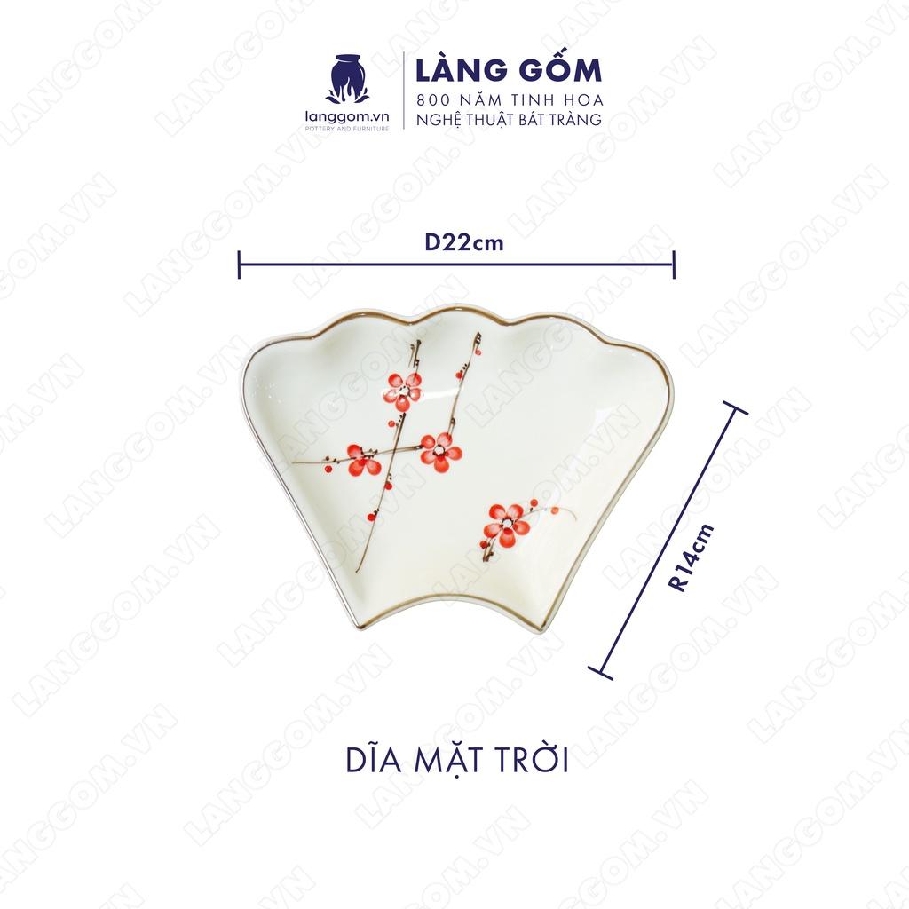 Bộ bàn ăn mặt trời Men trắng vẽ hoa đào - Size: 45 cm - Gốm sứ Bát Tràng - langgom.vn