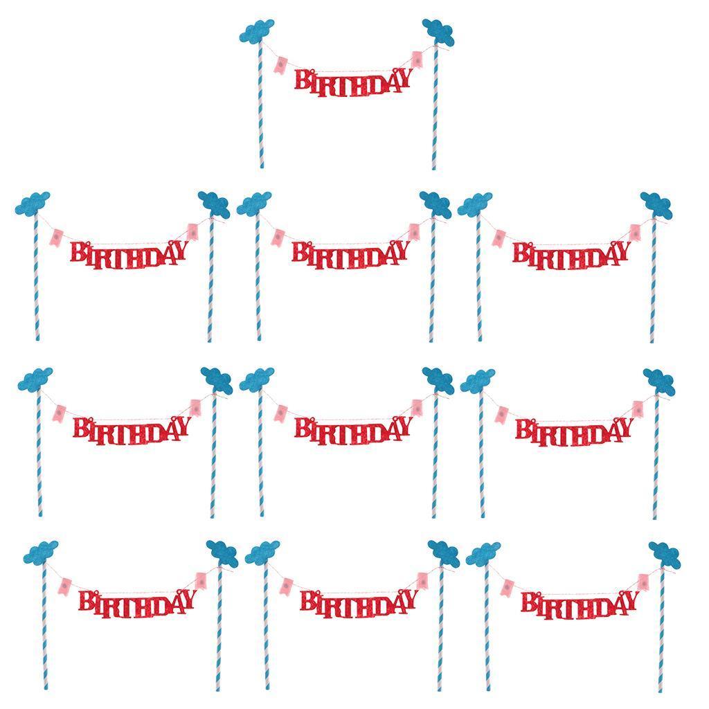 10 Pieces HAPPY BIRTHDAY Cloud Cake Topper Cake Banner Cake Centerpieces