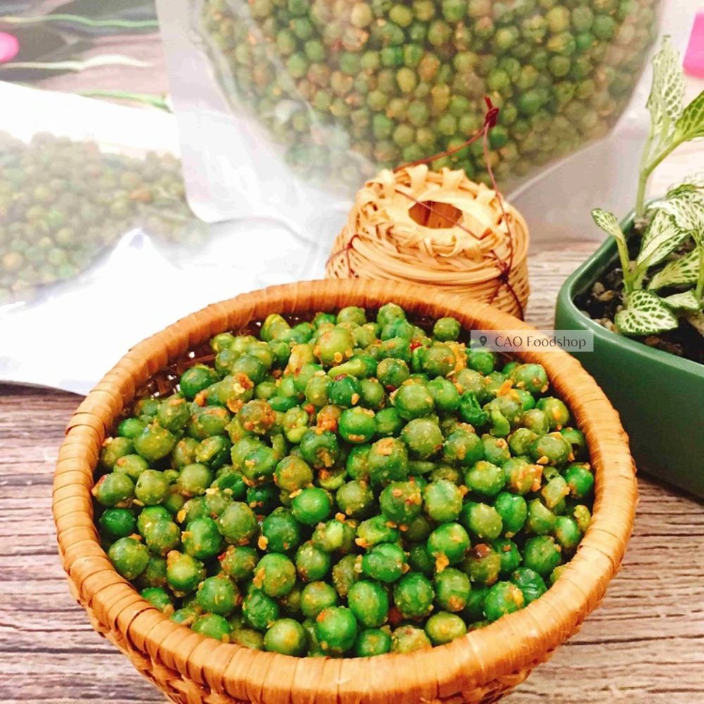 Đậu Hà Lan sấy tỏi ớt CAO Foodshop, món ăn vặt truyền thống siêu ngon phải thử