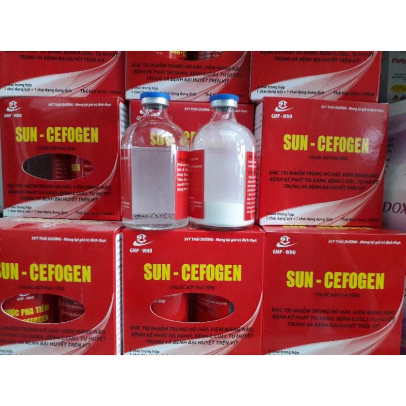 Sun cefogen. bột pha tiêm 100ml. Ecoli vịt, bại huyết vịt