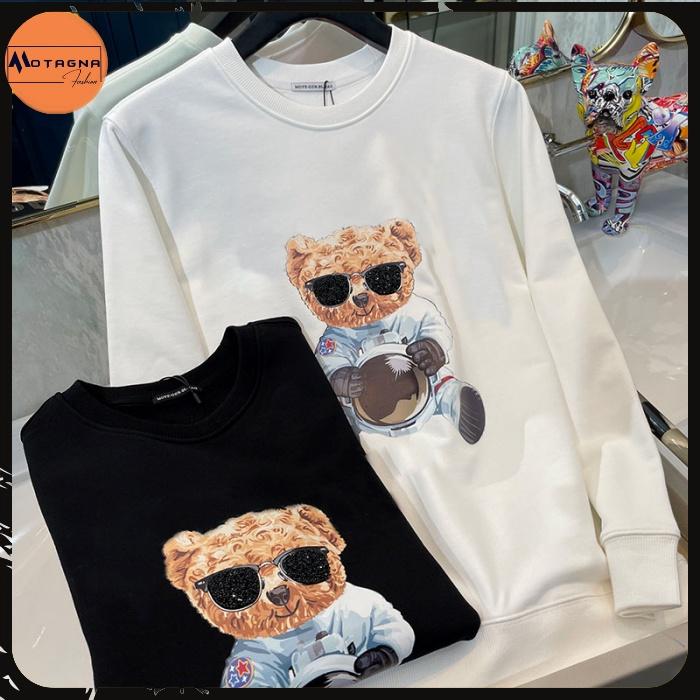 Áo thu đông nam dáng ôm, Áo sweater cao cấp chất đẹp in Gấu Đeo Kính mã NZ655