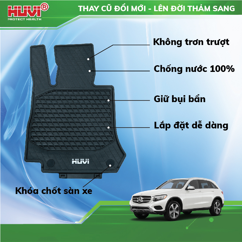 Thảm lót sàn ô tô Mercedes GLC 300 không mùi, không ẩm mốc, ngăn bụi bẩn