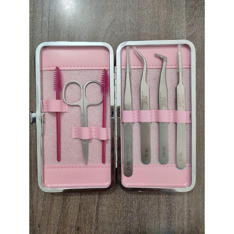 Sét ví + 3 nhíp nối mi cao cấp .đủ dụng cụ nối mi