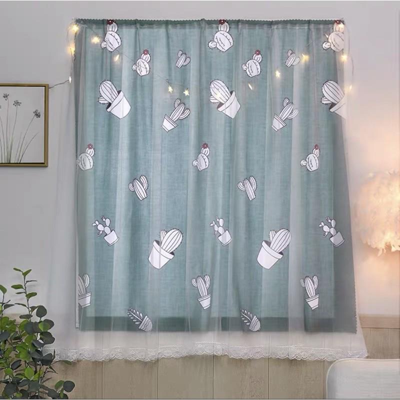 (Nhiều mẫu) Rèm chống nắng họa tiết dán tường và rèm khoen kèm dây cột rèm trang trí cửa sổ phòng ngủ giá rẻ tiện dụng