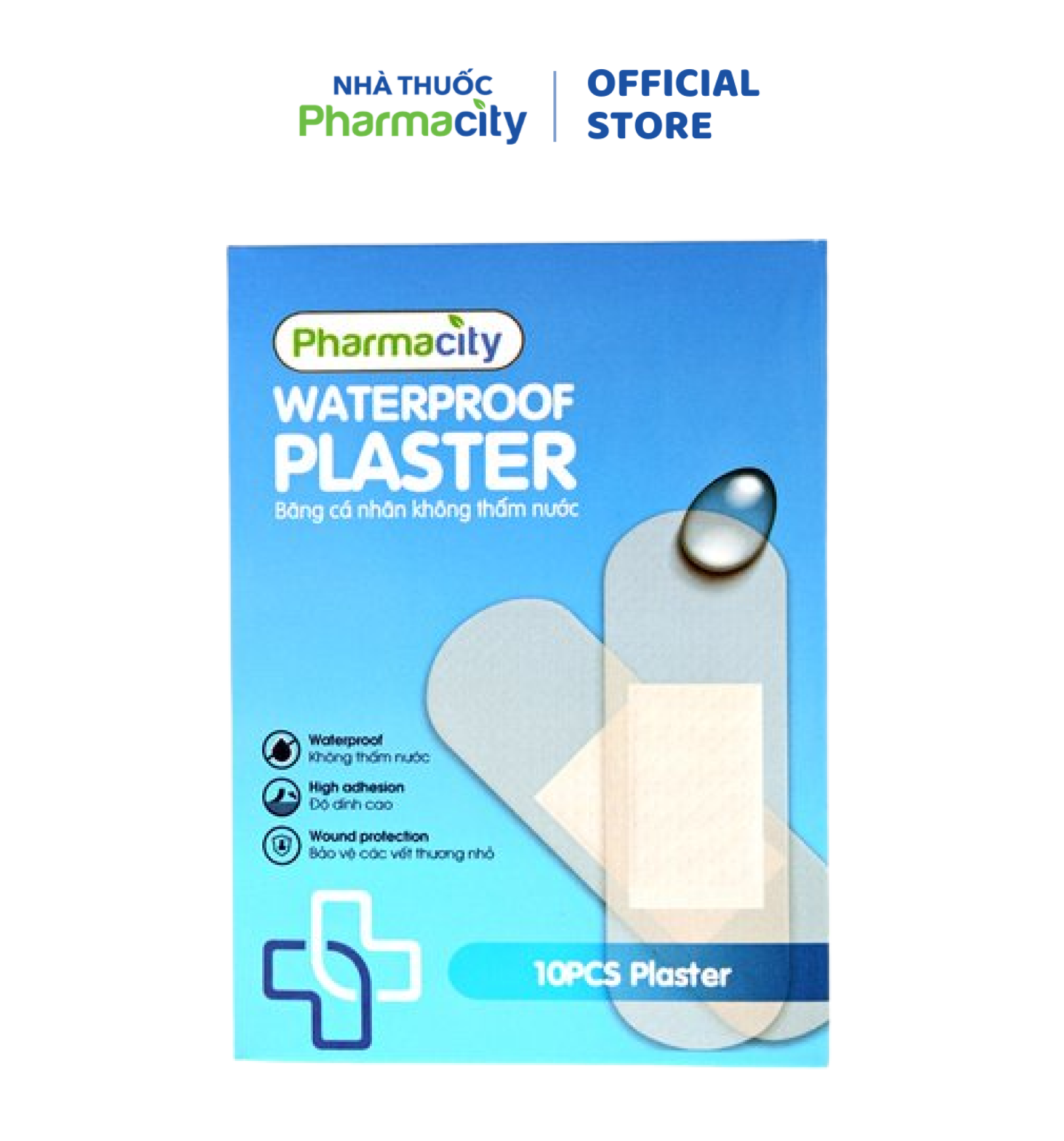Băng cá nhân Pharmacity Waterproof Plaster không thấm nước - 02 kích thước (Hộp 10 miếng)