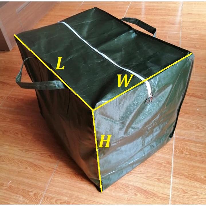 2 Túi bạt dứa Xanh Rêu To, Dày Nhất, Chắc chắn có quai xách đựng chăn màn, quần áo