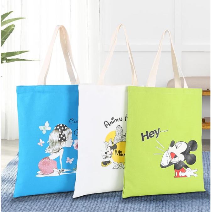 Túi vải in họa tiết hoạt hình Trương Gia cầm tay tiện lợi đeo vai
