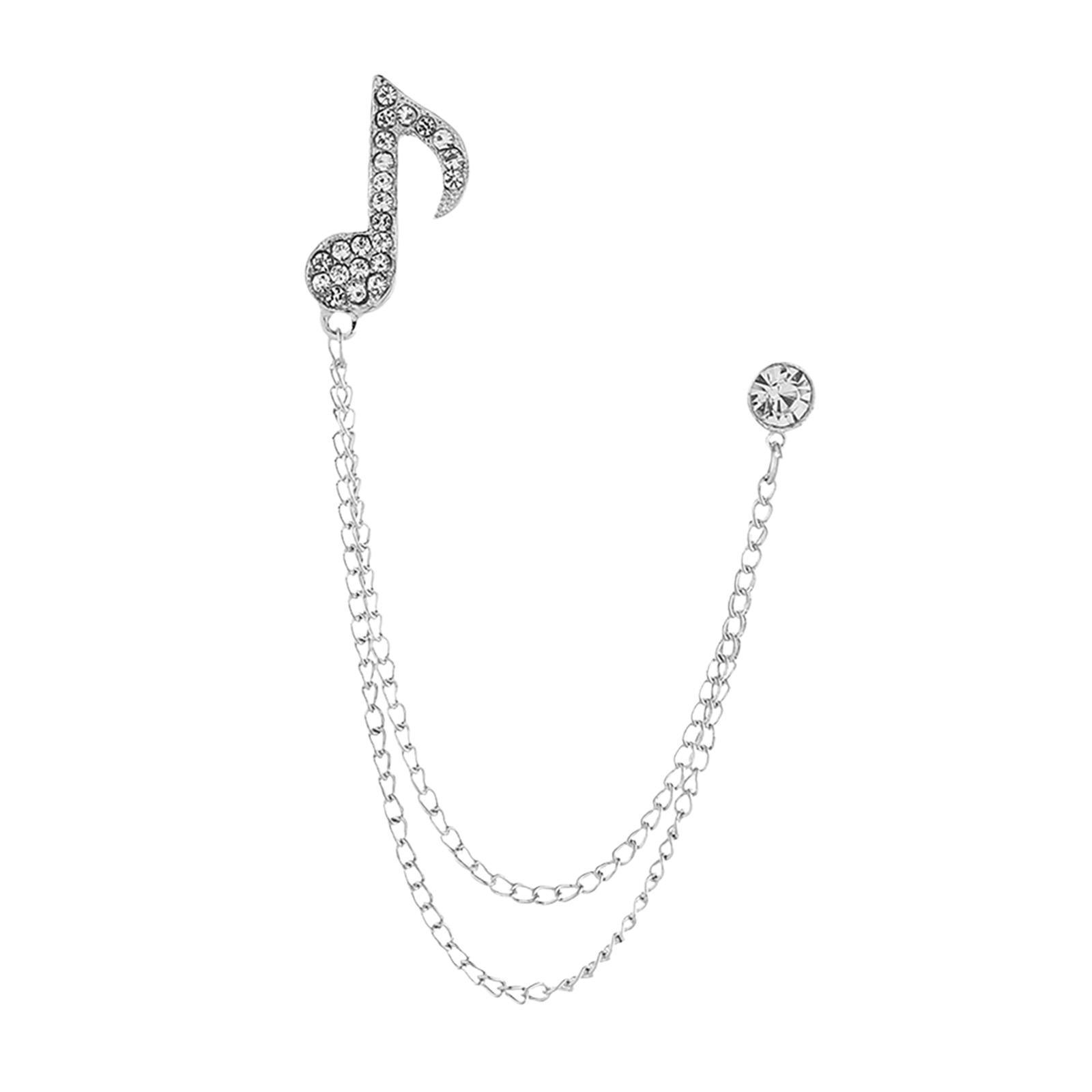 Music Note Brooch Badge Decor Rhinestone Brooch for Sweater Shirt Gift