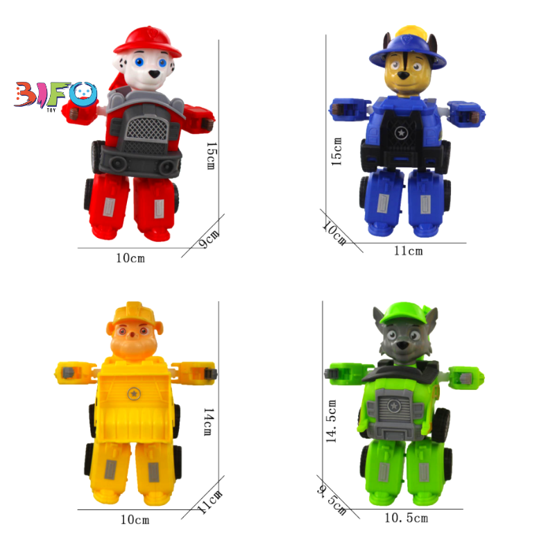 Bộ 8 đồ chơi biến hình biệt đội xe những chú chó cứu hộ robot lắp ráp biến hình 2in1