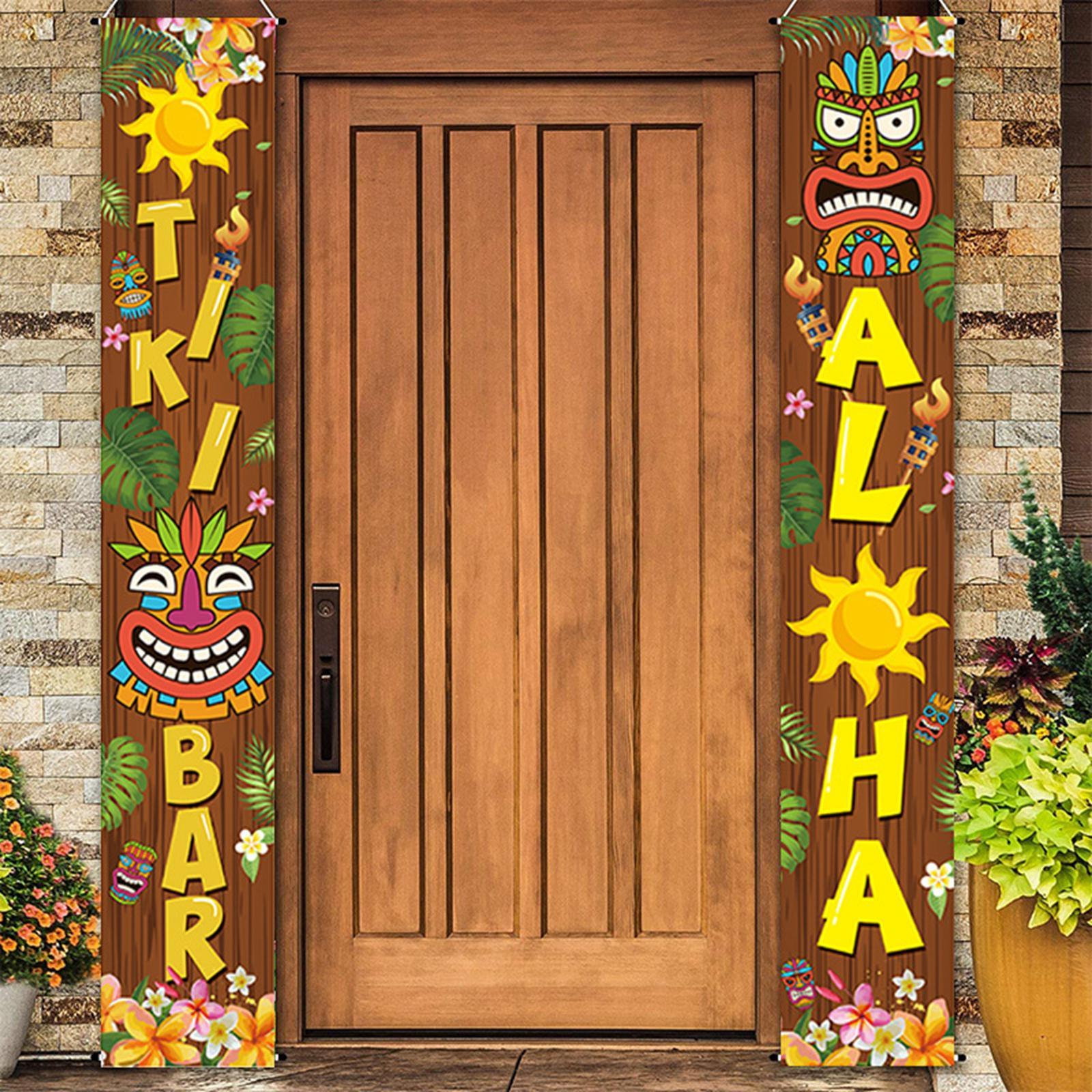 Door Banner Sign Decorative Door Flags Porch Sign for Hawaiian Home Carnival