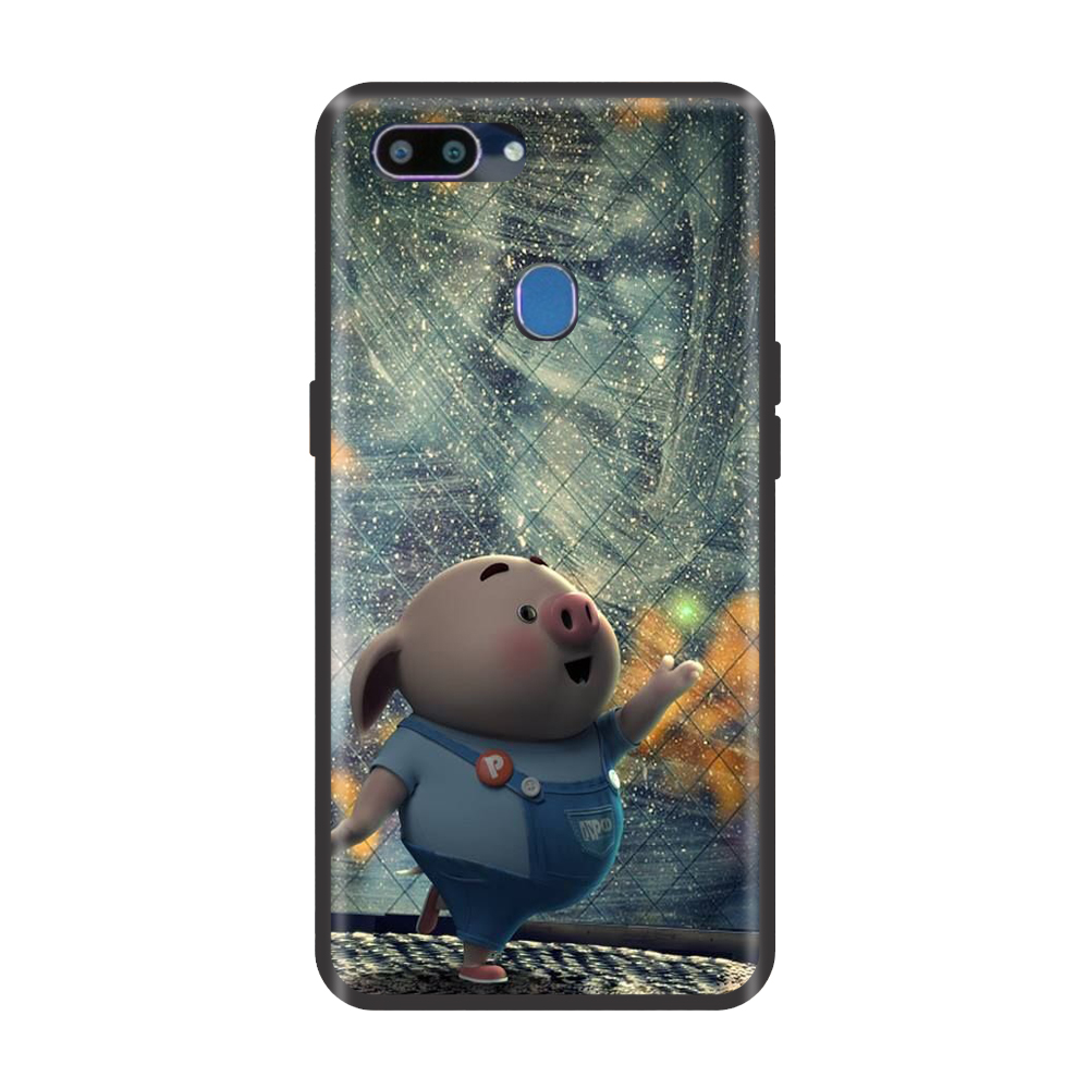 Ốp lưng TPU viền dẻo cho điện thoại REALME 2 Hình Heo Con Chạy Bộ