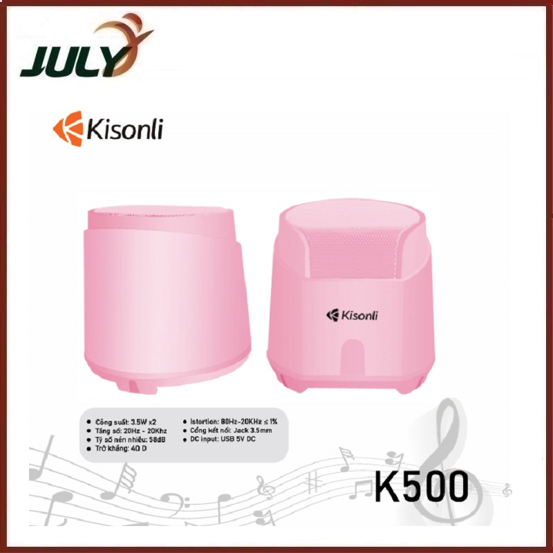 Loa 2.0 Kisonli K500 Pink LED - JL - HÀNG CHÍNH HÃNG