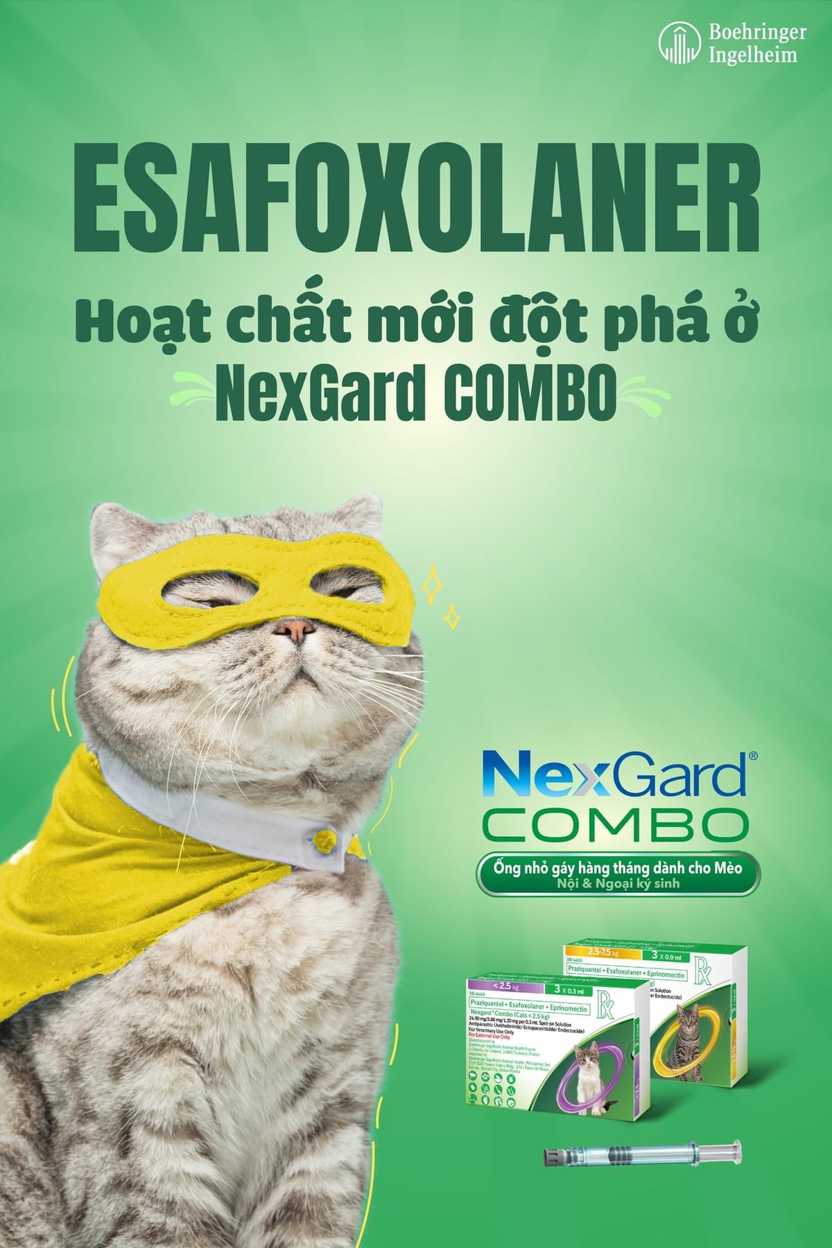 Nexgard Combo diệt nội ngoại ký sinh trùng (mèo nhỏ hơn 2,5kg)