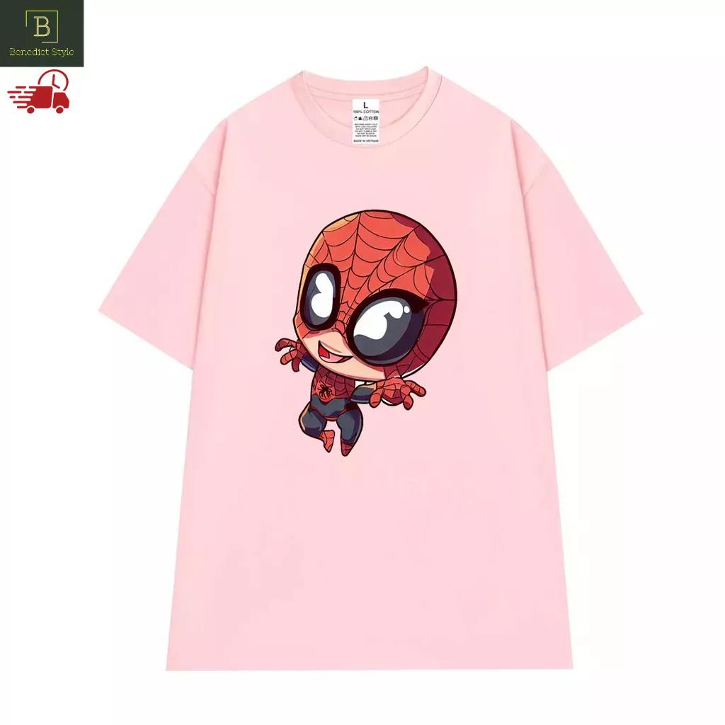 Áo thun tay lỡ unisex áo phông nam nữ oversize hình Spider man mini vui nhộn