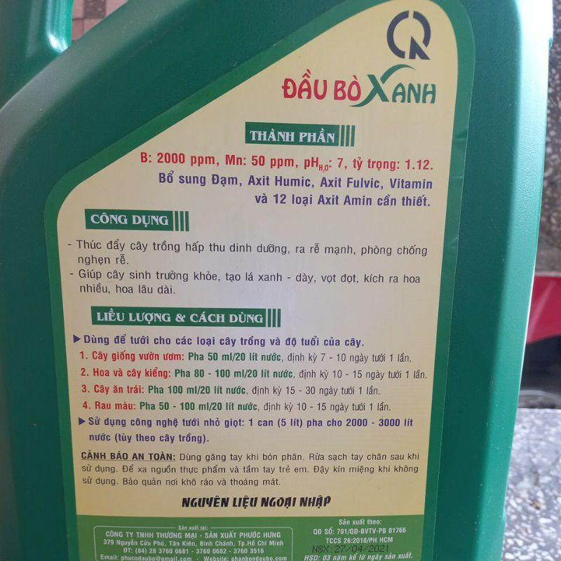 Phân bón vi lượng Đầu Bò Poli 8 Đầu Bò Xanh 5 lít
