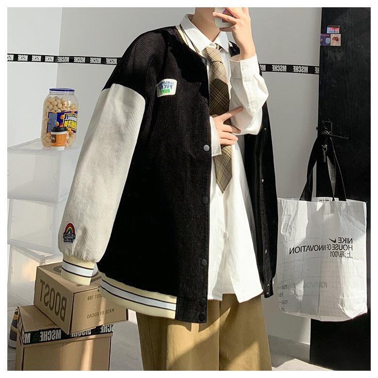 Áo Khoác Bomber Jacket Nhung Gân Tăm Thêu LOGO PUCBY Varsity Form Rộng Unisex Nam Nữ Ulzzang NUPAKACHI