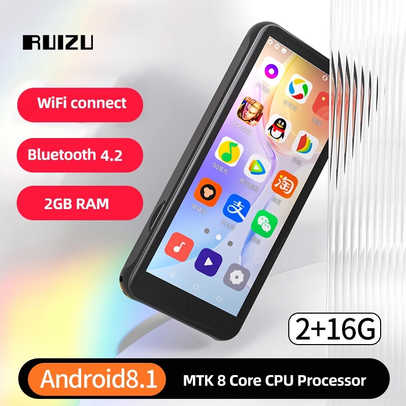 (Hỗ Trợ Tiếng Việt) Máy Nghe Nhạc Android 8.1 MP4 Màn Hình Cảm Ứng 4.0 Inch Bluetooth WiFi Ruizu Z80 - Hàng Nhập Khẩu