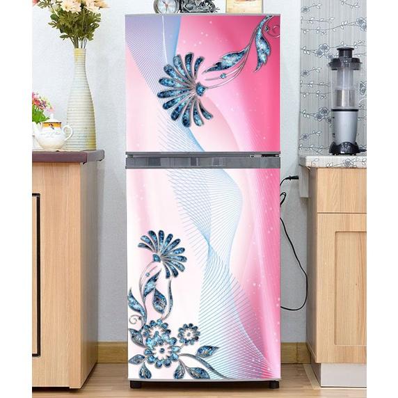 DECAL DÁN TỦ LẠNH MẪU HOA NGỌC XANH ĐẸP - BỀN - SANG