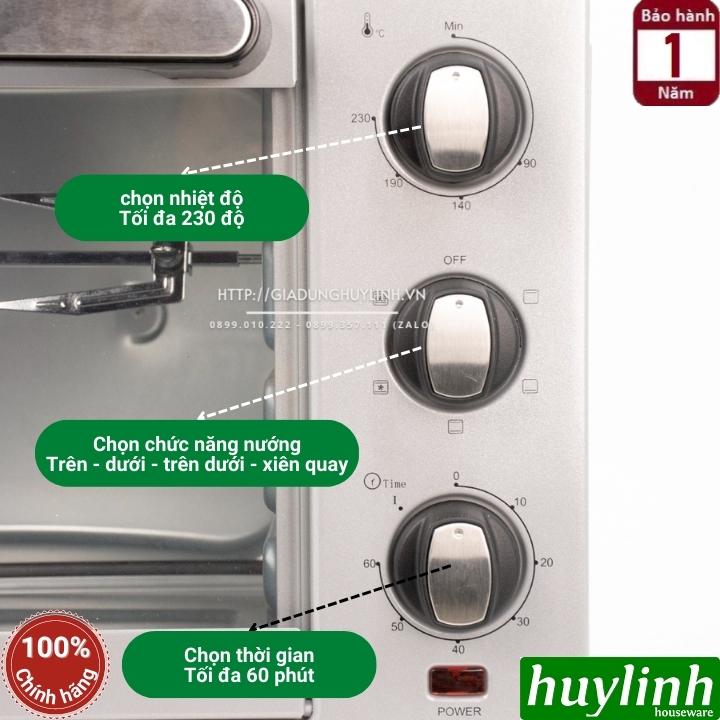 Lò nướng điện Tiross TS9607 - 28 lít - 5 chức năng nướng - 1500W - Hàng chính hãng