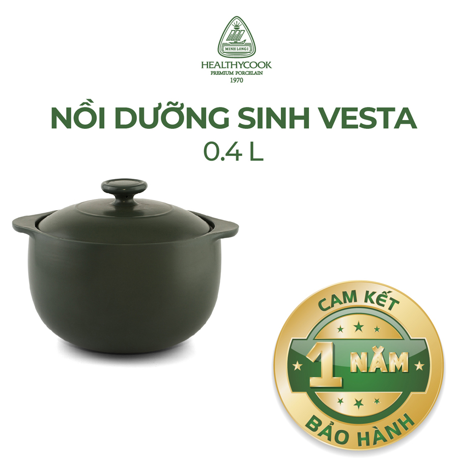 Nồi Dưỡng Sinh Gốm Sứ Minh Long Vesta 0.4 L + Nắp