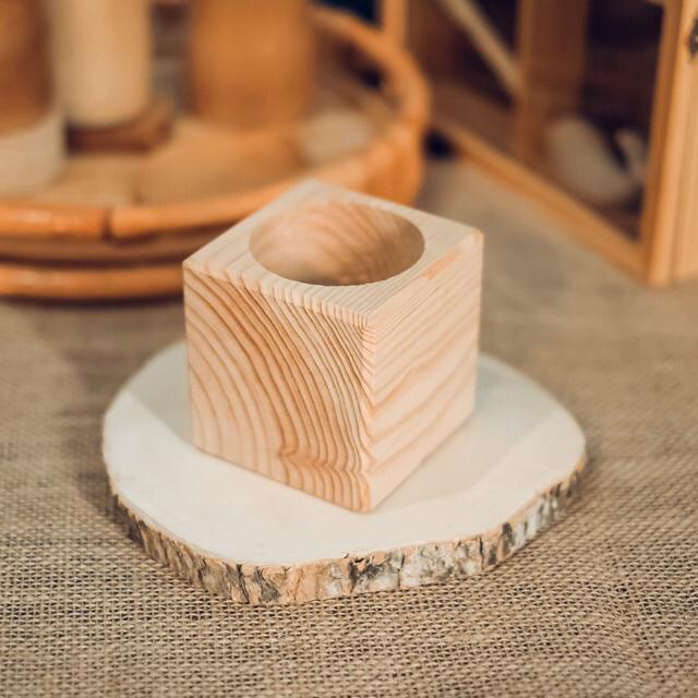 Chậu gỗ nguyên khối mini - Trồng sen đá 9x9x9cm