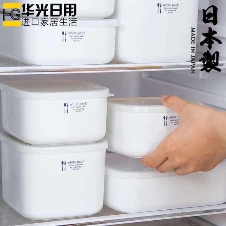 Bộ 2 hộp nhựa vuông chứa đựng thực phẩm khô White Pack tiện dụng - Hàng nội địa Nhật 